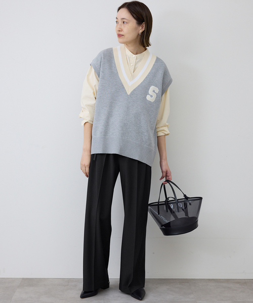 SLOBE IENA（スローブイエナ）の「《4サイズ展開》ベルテット2タックストレートパンツ（スラックス・レディース・ブラック/カーキ・34/36/38/40）」の10枚目の写真