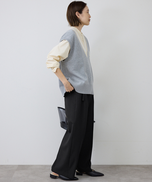 SLOBE IENA（スローブイエナ）の「《4サイズ展開》ベルテット2タックストレートパンツ（スラックス・レディース・ブラック/カーキ・34/36/38/40）」の12枚目の写真