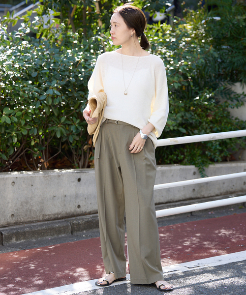 SLOBE IENA（スローブイエナ）の「《4サイズ展開》ベルテット2タックストレートパンツ（スラックス・レディース・ブラック/カーキ・34/36/38/40）」の14枚目の写真
