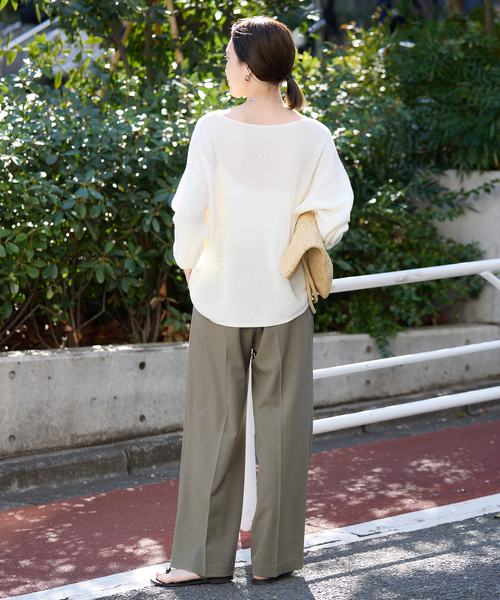 SLOBE IENA（スローブイエナ）の「《4サイズ展開》ベルテット2タックストレートパンツ（スラックス・レディース・ブラック/カーキ・34/36/38/40）」の15枚目の写真