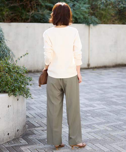 SLOBE IENA（スローブイエナ）の「《4サイズ展開》ベルテット2タックストレートパンツ（スラックス・レディース・ブラック/カーキ・34/36/38/40）」の18枚目の写真