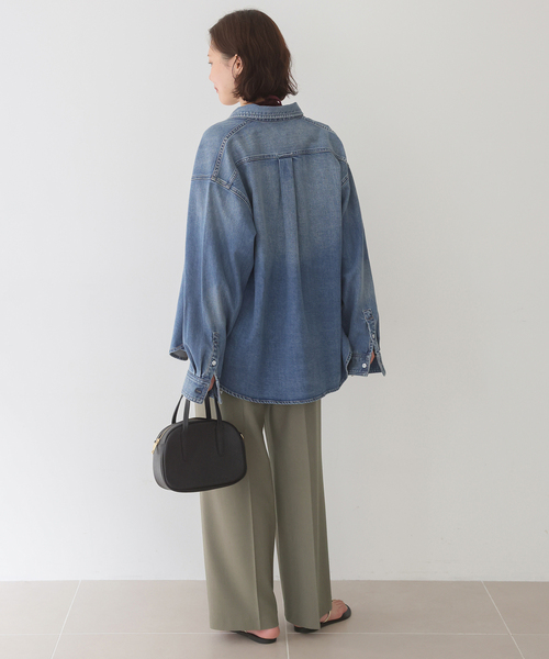SLOBE IENA（スローブイエナ）の「《4サイズ展開》ベルテット2タックストレートパンツ（スラックス・レディース・ブラック/カーキ・34/36/38/40）」の20枚目の写真