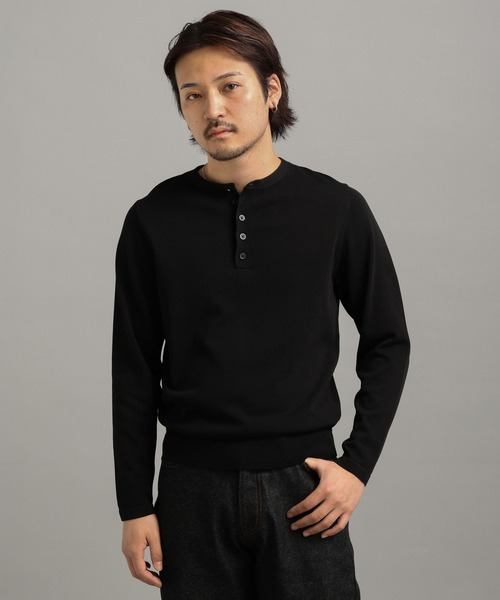 LURAKU（ルラク）の「【LURAKU】High Gauge Compact Henry Neck Knit / ハイゲージコンパクトヘンリーネックニット（ニット/セーター・メンズ・グレー/ブラック・M/S/L）」の5枚目の写真