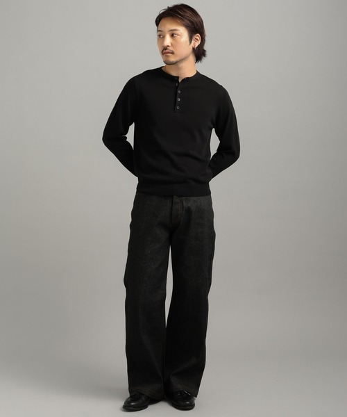 LURAKU（ルラク）の「【LURAKU】High Gauge Compact Henry Neck Knit / ハイゲージコンパクトヘンリーネックニット（ニット/セーター・メンズ・グレー/ブラック・M/S/L）」の6枚目の写真