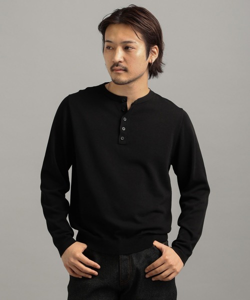 LURAKU（ルラク）の「【LURAKU】High Gauge Compact Henry Neck Knit / ハイゲージコンパクトヘンリーネックニット（ニット/セーター・メンズ・グレー/ブラック・M/S/L）」の7枚目の写真