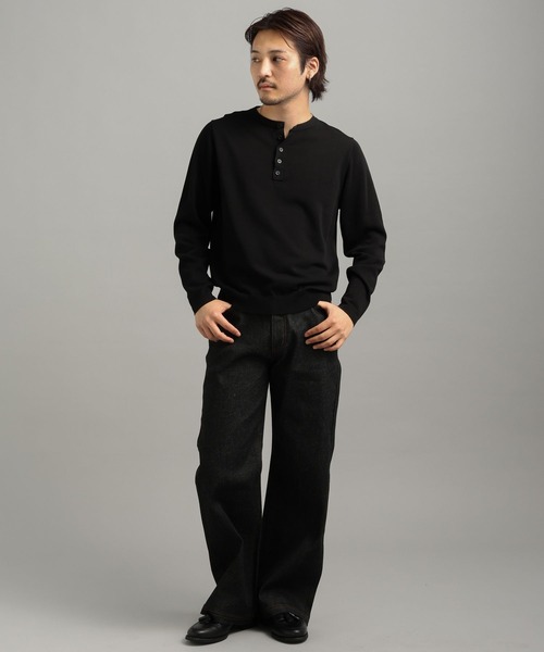 LURAKU（ルラク）の「【LURAKU】High Gauge Compact Henry Neck Knit / ハイゲージコンパクトヘンリーネックニット（ニット/セーター・メンズ・グレー/ブラック・M/S/L）」の8枚目の写真
