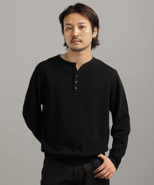 LURAKU（ルラク）の「【LURAKU】High Gauge Compact Henry Neck Knit / ハイゲージコンパクトヘンリーネックニット（ニット/セーター・メンズ・グレー/ブラック・M/S/L）」の9枚目の写真