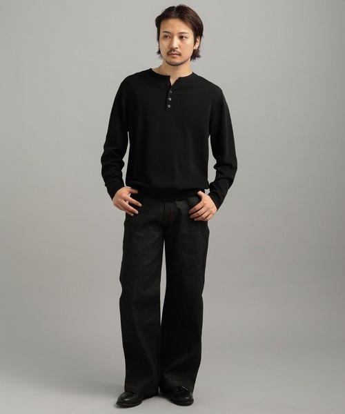 LURAKU（ルラク）の「【LURAKU】High Gauge Compact Henry Neck Knit / ハイゲージコンパクトヘンリーネックニット（ニット/セーター・メンズ・グレー/ブラック・M/S/L）」の10枚目の写真