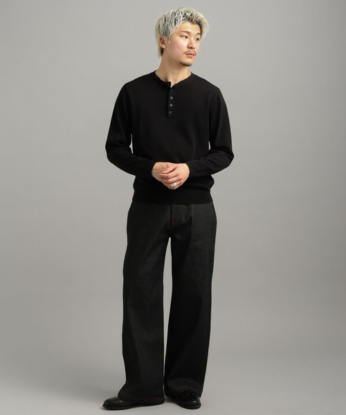 LURAKU（ルラク）の「【LURAKU】High Gauge Compact Henry Neck Knit / ハイゲージコンパクトヘンリーネックニット（ニット/セーター・メンズ・グレー/ブラック・M/S/L）」の14枚目の写真