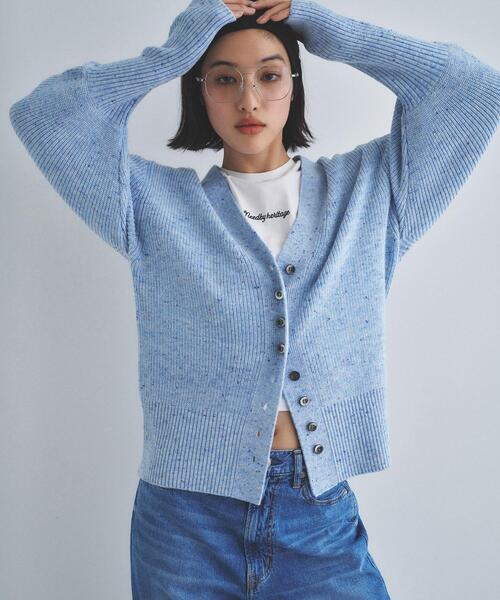 CODE A（コードエー）の「puff cardigan（カーディガン/ボレロ・レディース・オフホワイト/グレー/サックスブルー・00）」の7枚目の写真