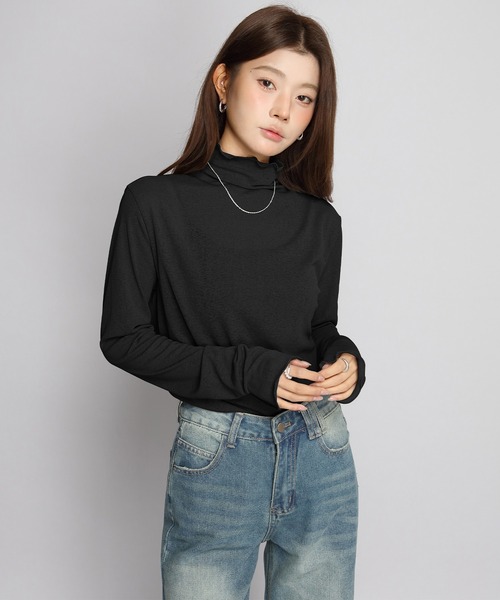 by LEGNA(バイレグナ)の「シアー ハイネック ロングスリーブTシャツ(Tシャツ/カットソー・レディース・ホワイト/ライトグレー/ライトグレー系/ブラック/ライトピンク・MEDIUM/LARGE)」の6枚目の写真