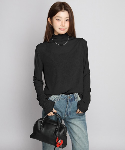 by LEGNA(バイレグナ)の「シアー ハイネック ロングスリーブTシャツ(Tシャツ/カットソー・レディース・ホワイト/ライトグレー/ライトグレー系/ブラック/ライトピンク・MEDIUM/LARGE)」の10枚目の写真