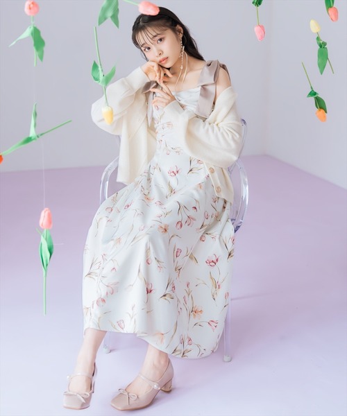 WILLSELECTION（ウィルセレクション）の「【先行予約受付中】リボンショルダーチューリップフレアワンピース（ワンピース・レディース・ピンク/ホワイト/ミント・FREE）」の2枚目の写真