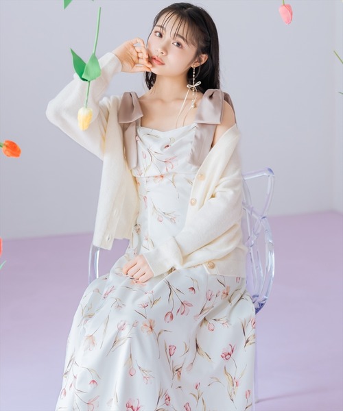 WILLSELECTION（ウィルセレクション）の「【先行予約受付中】リボンショルダーチューリップフレアワンピース（ワンピース・レディース・ピンク/ホワイト/ミント・FREE）」の8枚目の写真