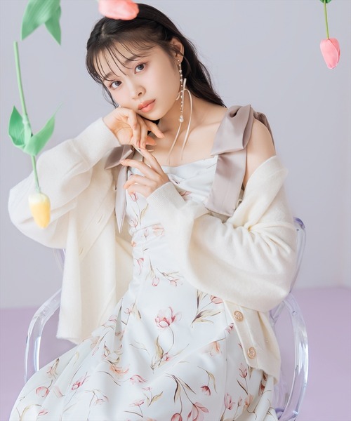 WILLSELECTION（ウィルセレクション）の「【先行予約受付中】リボンショルダーチューリップフレアワンピース（ワンピース・レディース・ピンク/ホワイト/ミント・FREE）」の10枚目の写真