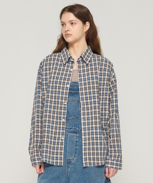 CARGOBROS FOR WOMAN(カーゴブロスフォーウィメン)の「ソフトチェックオーバーシャツ(ブルー)(シャツ/ブラウス・レディース・その他・FREE)」の1枚目の写真