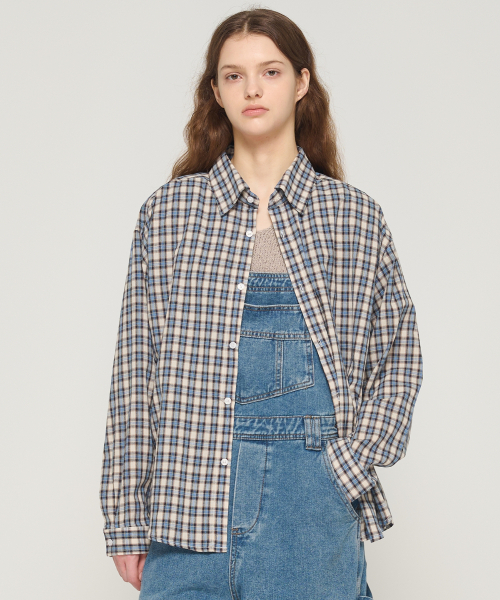 CARGOBROS FOR WOMAN(カーゴブロスフォーウィメン)の「ソフトチェックオーバーシャツ(ブルー)(シャツ/ブラウス・レディース・その他・FREE)」の3枚目の写真