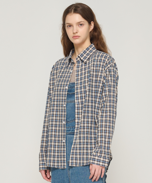 CARGOBROS FOR WOMAN(カーゴブロスフォーウィメン)の「ソフトチェックオーバーシャツ(ブルー)(シャツ/ブラウス・レディース・その他・FREE)」の5枚目の写真