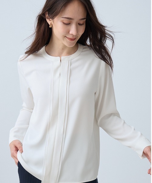 AOYAMA(アオヤマ)の「2WAYシフォンレイヤーブラウス(シャツ/ブラウス・レディース・ホワイト/ピンク/ホワイト×ブラック/サックスブルー・S/M/L/LL)」の3枚目の写真