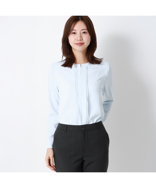AOYAMA(アオヤマ)の「2WAYシフォンレイヤーブラウス(シャツ/ブラウス・レディース・ホワイト/ピンク/ホワイト×ブラック/サックスブルー・S/M/L/LL)」の2枚目の写真