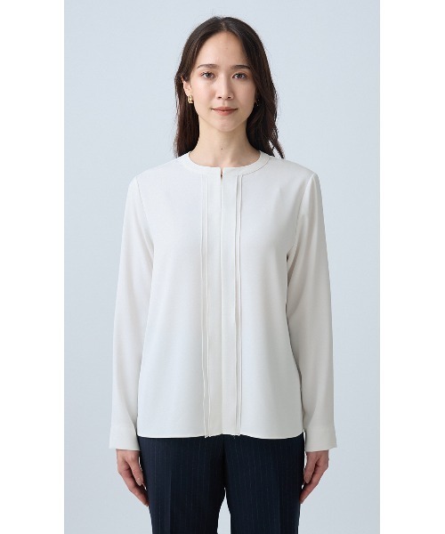AOYAMA(アオヤマ)の「2WAYシフォンレイヤーブラウス(シャツ/ブラウス・レディース・ホワイト/ピンク/ホワイト×ブラック/サックスブルー・S/M/L/LL)」の5枚目の写真