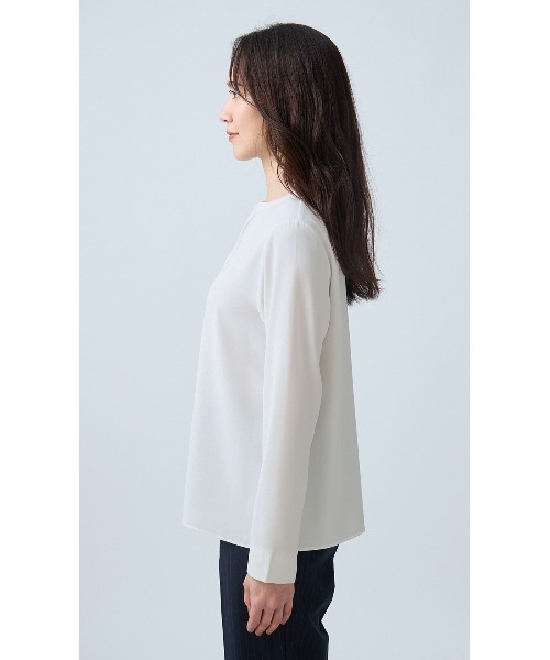AOYAMA(アオヤマ)の「2WAYシフォンレイヤーブラウス(シャツ/ブラウス・レディース・ホワイト/ピンク/ホワイト×ブラック/サックスブルー・S/M/L/LL)」の6枚目の写真