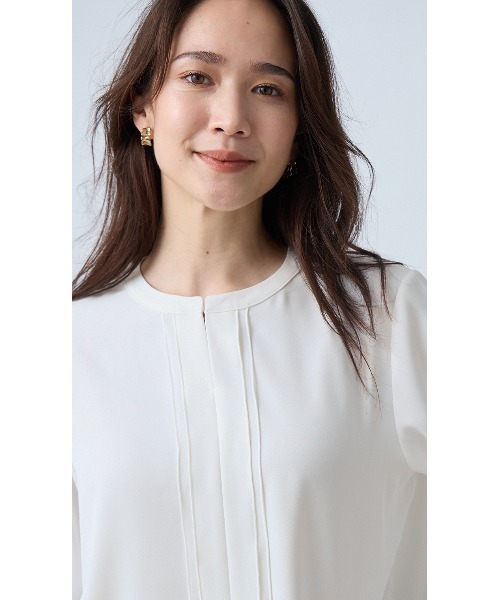 AOYAMA(アオヤマ)の「2WAYシフォンレイヤーブラウス(シャツ/ブラウス・レディース・ホワイト/ピンク/ホワイト×ブラック/サックスブルー・S/M/L/LL)」の8枚目の写真