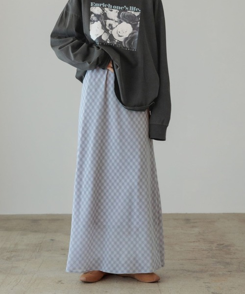 LOWRYS FARM（ローリーズファーム）の「シアーチェックフレアスカート 642585（スカート・レディース・グレー/ブルー/グリーン・FREE）」の8枚目の写真