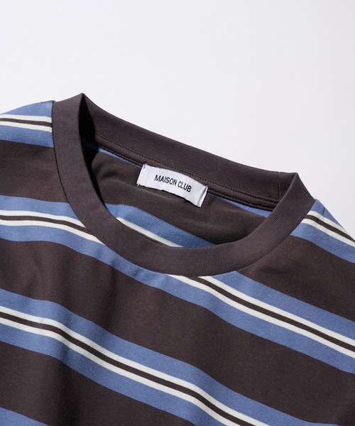 MAISON CLUB（メゾンクラブ）の「【MAISON CLUB】Over Multi Border Tee / オーバーマルチボーダーTee 長袖　ロンT（Tシャツ/カットソー・メンズ・チャコールグレー/ブラウン/ネイビー・M/L）」の14枚目の写真