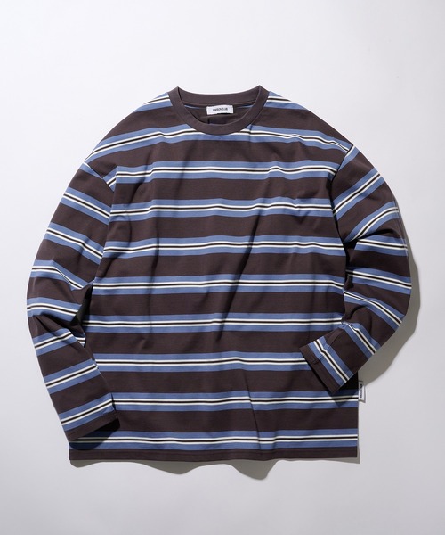 MAISON CLUB（メゾンクラブ）の「【MAISON CLUB】Over Multi Border Tee / オーバーマルチボーダーTee 長袖　ロンT（Tシャツ/カットソー・メンズ・チャコールグレー/ブラウン/ネイビー・M/L）」の12枚目の写真