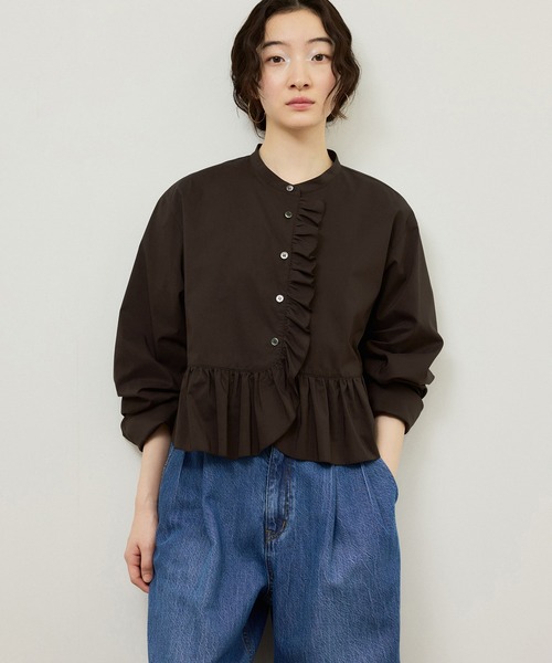 ADAM ET ROPE'（アダムエロペ）の「【サステナブル】ロングスリーブフリルブラウス（シャツ/ブラウス・レディース・ホワイト/ダークブラウン/サックスブルー・FREE）」の10枚目の写真