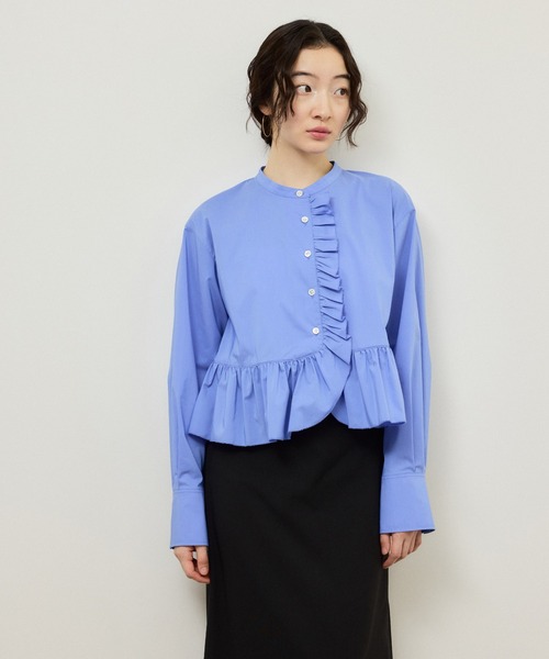 ADAM ET ROPE'（アダムエロペ）の「【サステナブル】ロングスリーブフリルブラウス（シャツ/ブラウス・レディース・ホワイト/ダークブラウン/サックスブルー・FREE）」の12枚目の写真