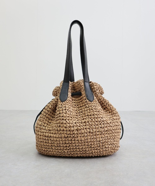 T・S・L（ティーエスエル）の「ペーパー巾着トートバッグ【詳細動画あり】（かごバッグ・レディース・ナチュラル/モカ/ベージュ・FREE）」の12枚目の写真