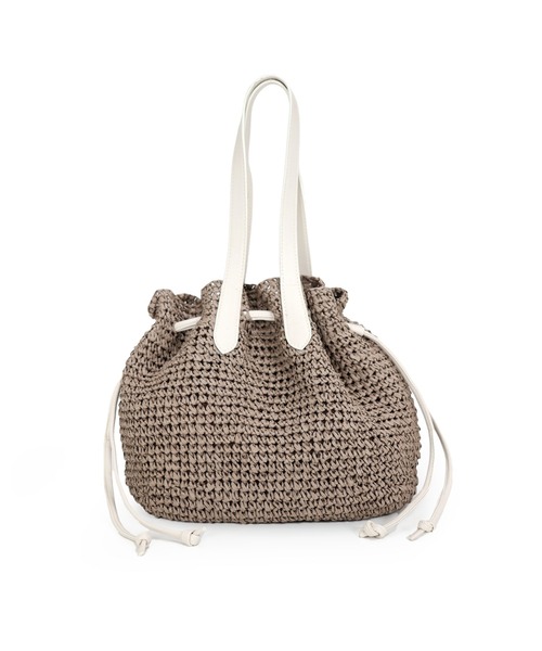 T・S・L（ティーエスエル）の「ペーパー巾着トートバッグ【詳細動画あり】（かごバッグ・レディース・ナチュラル/モカ/ベージュ・FREE）」の8枚目の写真