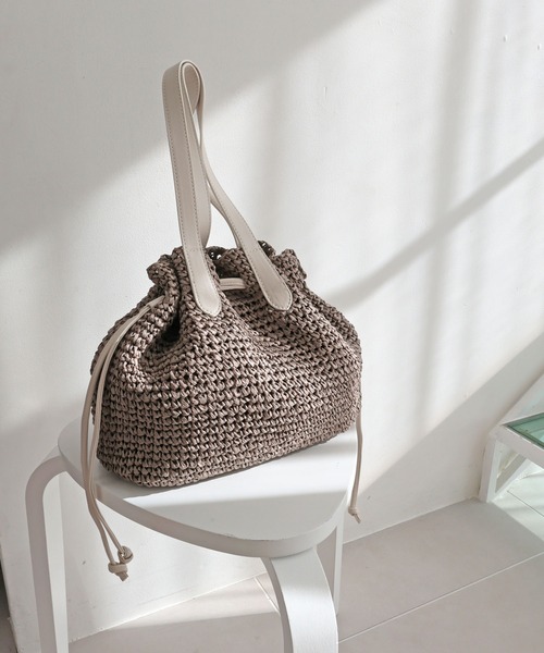 T・S・L（ティーエスエル）の「ペーパー巾着トートバッグ【詳細動画あり】（かごバッグ・レディース・ナチュラル/モカ/ベージュ・FREE）」の22枚目の写真