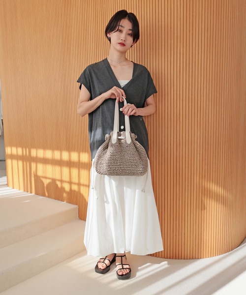 T・S・L（ティーエスエル）の「ペーパー巾着トートバッグ【詳細動画あり】（かごバッグ・レディース・ナチュラル/モカ/ベージュ・FREE）」の21枚目の写真