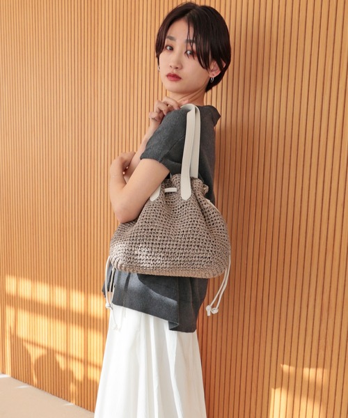 T・S・L（ティーエスエル）の「ペーパー巾着トートバッグ【詳細動画あり】（かごバッグ・レディース・ナチュラル/モカ/ベージュ・FREE）」の19枚目の写真