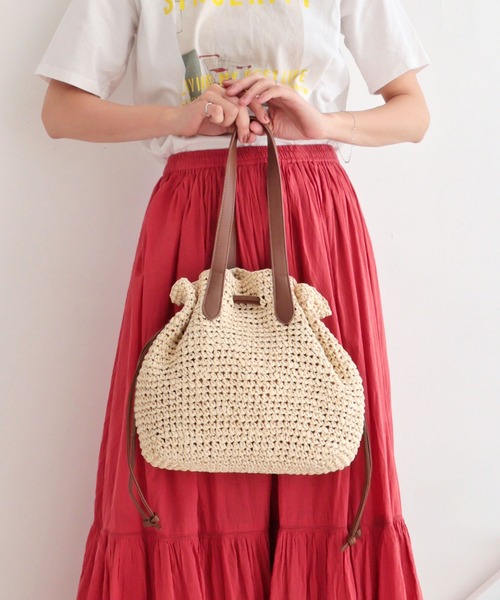 T・S・L（ティーエスエル）の「ペーパー巾着トートバッグ【詳細動画あり】（かごバッグ・レディース・ナチュラル/モカ/ベージュ・FREE）」の15枚目の写真