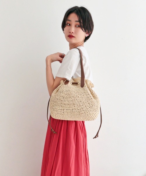 T・S・L（ティーエスエル）の「ペーパー巾着トートバッグ【詳細動画あり】（かごバッグ・レディース・ナチュラル/モカ/ベージュ・FREE）」の16枚目の写真