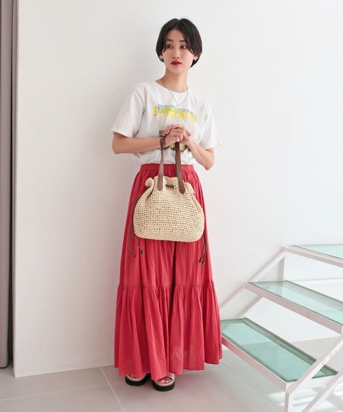 T・S・L（ティーエスエル）の「ペーパー巾着トートバッグ【詳細動画あり】（かごバッグ・レディース・ナチュラル/モカ/ベージュ・FREE）」の17枚目の写真