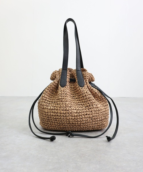 T・S・L（ティーエスエル）の「ペーパー巾着トートバッグ【詳細動画あり】（かごバッグ・レディース・ナチュラル/モカ/ベージュ・FREE）」の11枚目の写真