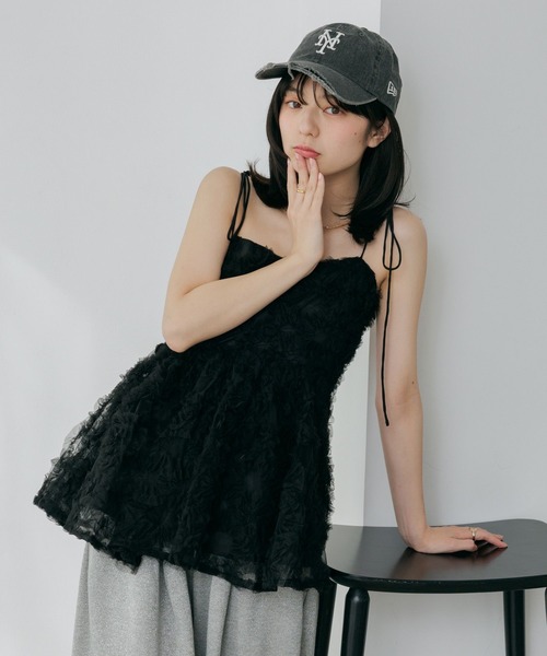 Heather（ヘザー）の「ボリュームチュールキャミ　659558（キャミソール・レディース・ブラック/アイボリー/オレンジ・FREE）」の4枚目の写真