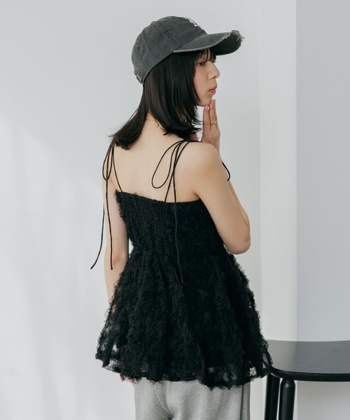 Heather（ヘザー）の「ボリュームチュールキャミ　659558（キャミソール・レディース・ブラック/アイボリー/オレンジ・FREE）」の7枚目の写真