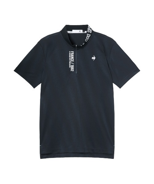 ゴルフィッカーズ L シャツ カットソー セール】ストライプジャカード半袖ハーフジップシャツ（Tシャツ