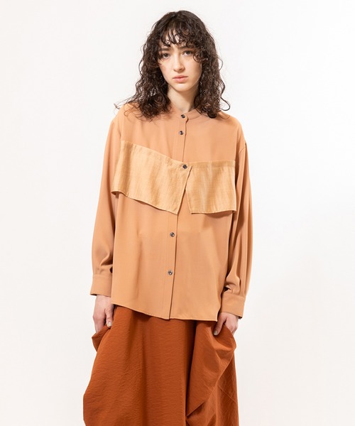 OSMOSIS（オズモーシス）の「レイヤードシャツブラウス（シャツ/ブラウス・レディース・オレンジ/ブラック/アイボリー・ONE SIZE）」の3枚目の写真