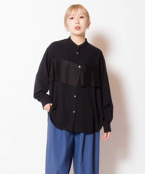 OSMOSIS（オズモーシス）の「レイヤードシャツブラウス（シャツ/ブラウス・レディース・オレンジ/ブラック/アイボリー・ONE SIZE）」の2枚目の写真