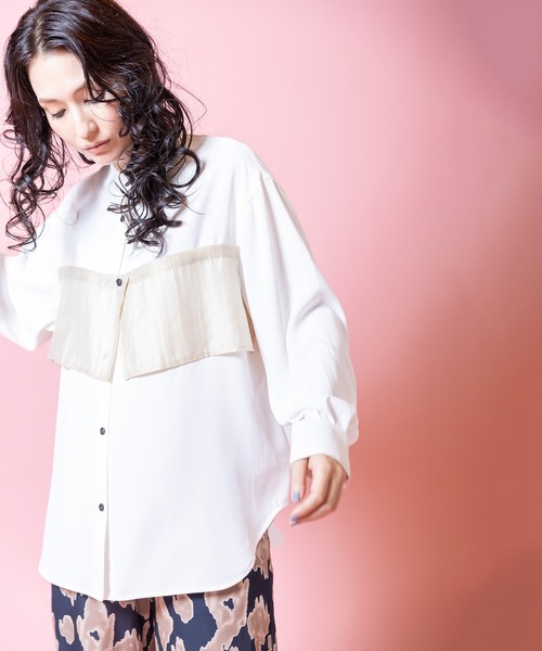 OSMOSIS（オズモーシス）の「レイヤードシャツブラウス（シャツ/ブラウス・レディース・オレンジ/ブラック/アイボリー・ONE SIZE）」の7枚目の写真