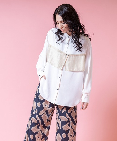 OSMOSIS（オズモーシス）の「レイヤードシャツブラウス（シャツ/ブラウス・レディース・オレンジ/ブラック/アイボリー・ONE SIZE）」の10枚目の写真