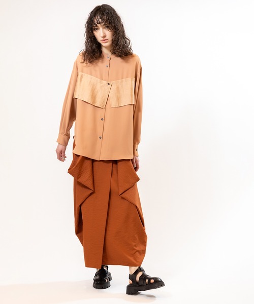 OSMOSIS（オズモーシス）の「レイヤードシャツブラウス（シャツ/ブラウス・レディース・オレンジ/ブラック/アイボリー・ONE SIZE）」の11枚目の写真