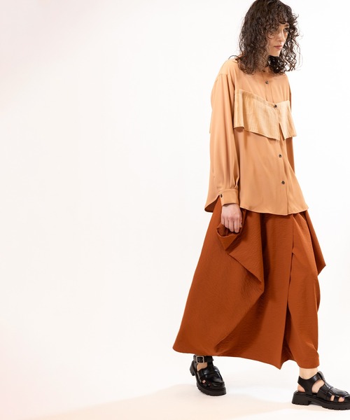 OSMOSIS（オズモーシス）の「レイヤードシャツブラウス（シャツ/ブラウス・レディース・オレンジ/ブラック/アイボリー・ONE SIZE）」の14枚目の写真